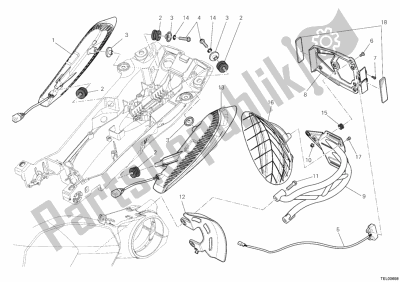Todas las partes para Soporte De Matrícula - Luz Trasera de Ducati Diavel USA 1200 2012